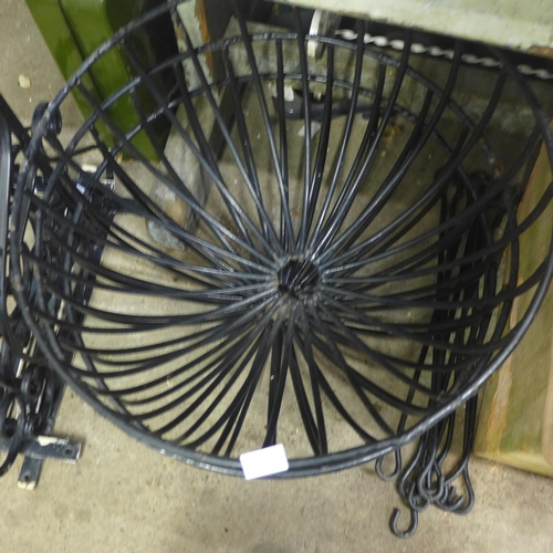 2384 - 3 sets of 57cm cast iron hanging baskets