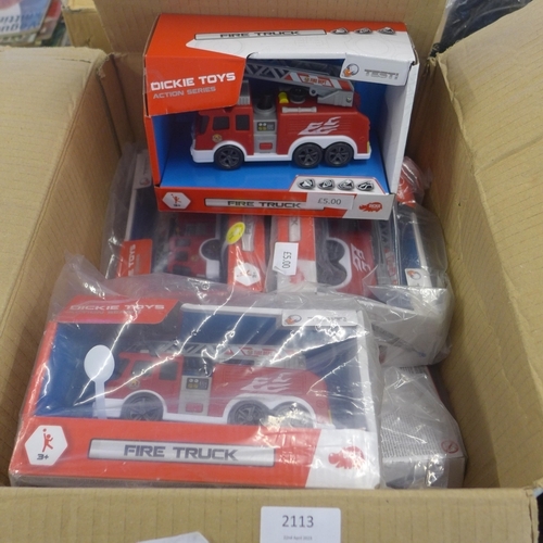 2113 - Box of 9 Dickie fire truck toys