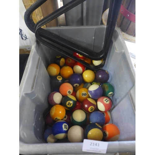 2141 - Approx. 2 sets of pool balls, triangle and chalk