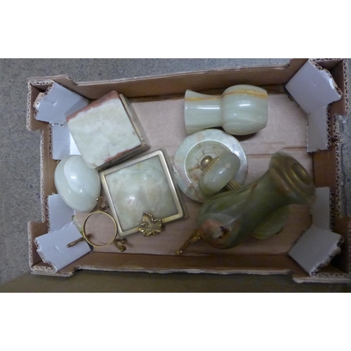 1101 - A box of onyx ornaments and a box of mixed china and trinkets  **PLEASE NOTE THIS LOT IS NOT ELIGIBL... 