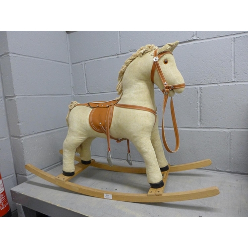 1115 - A corduroy upholstered children's rocking horse  **PLEASE NOTE THIS LOT IS NOT ELIGIBLE FOR POSTING ... 