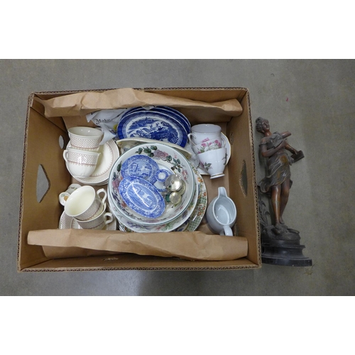 1117 - Assorted china, glassware and a figure, a/f  **PLEASE NOTE THIS LOT IS NOT ELIGIBLE FOR POSTING AND ... 