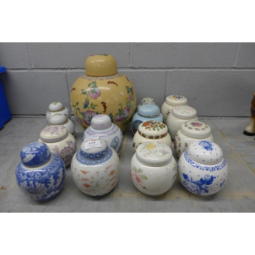 1119 - A collection of ginger jars including Sadler, Masons and Ringtons  **PLEASE NOTE THIS LOT IS NOT ELI... 