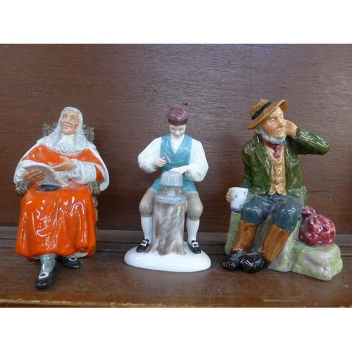 605 - Three Royal Doulton figures, The Judge, Owd William and The Silversmith of Williamsburg