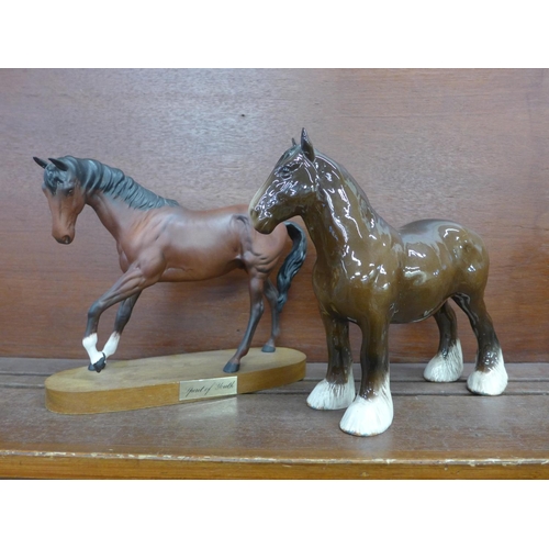 612 - A Royal Doulton Spirit of Youth horse and a Royal Doulton shire horse