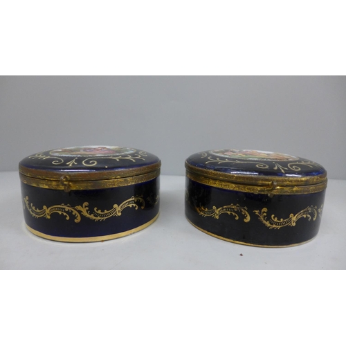 628 - Two continental porcelain circular lidded pots