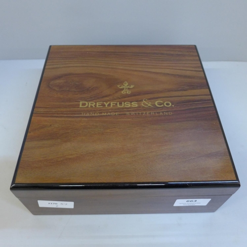 663 - A Dreyfuss & Co. wooden watch box