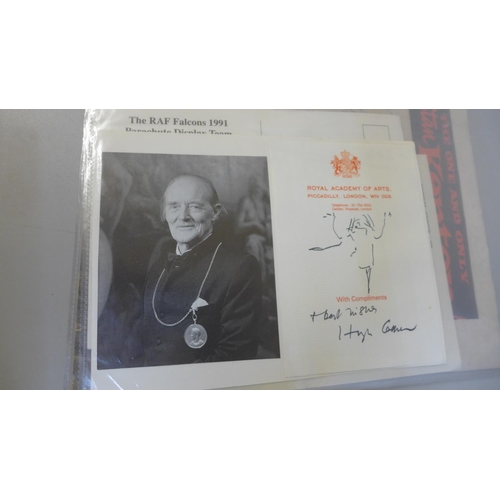 679 - Autographs; a collection of autographs including Johnny Weismuller (Tarzan), Marge Proops, John Noak... 