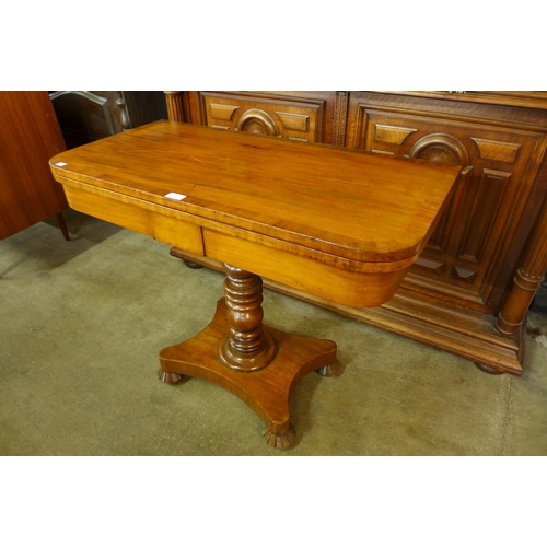 110 - A William IV mahogany D-shaped fold over tea table