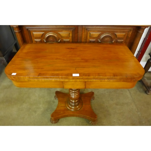 110 - A William IV mahogany D-shaped fold over tea table