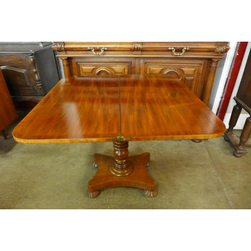 110 - A William IV mahogany D-shaped fold over tea table