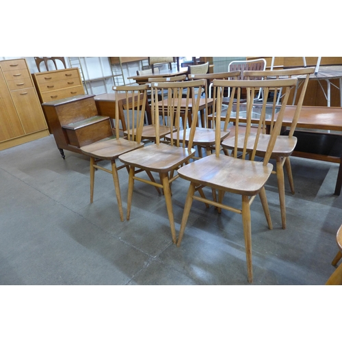 13 - A set of six Ercol Blonde elm and beech 391 model dining chairs