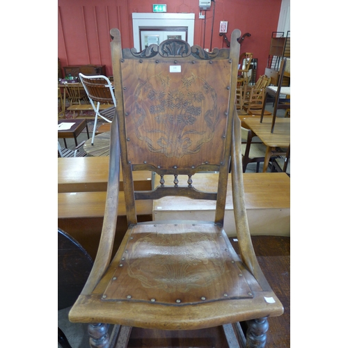 148 - A 19th Century American beech rocking chair