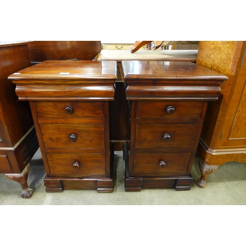 166 - A pair of Victorian style hardwood bedside chests