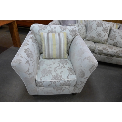 200 - A fabric upholstered Knole drop-arm settee and pair of matching armchairs