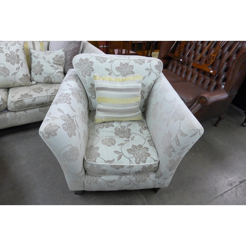 200 - A fabric upholstered Knole drop-arm settee and pair of matching armchairs