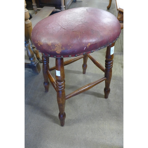 238 - A Victorian beech kitchen stool