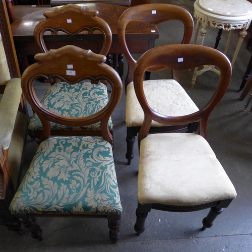 248 - Two pairs of Victorian mahogany balloon back chairs