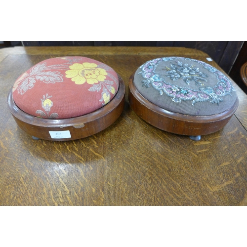 264 - A pair of Victorian mahogany circular foot stools