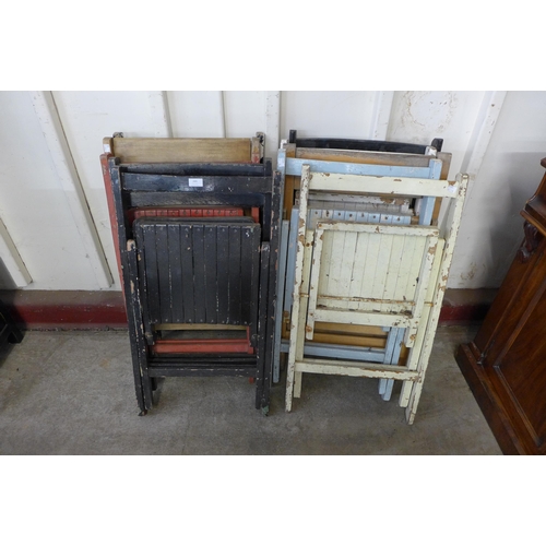 289 - Ten assorted painted wooden folding chairs