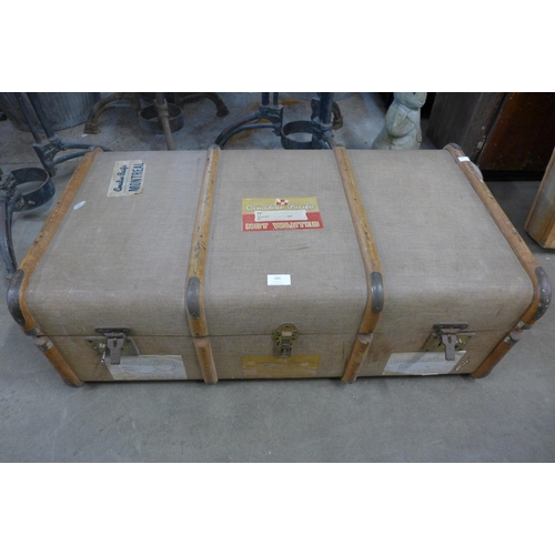 300 - A vintage steamer trunk, labelled Canadian Pacific with original 1958 passenger list and George Form... 