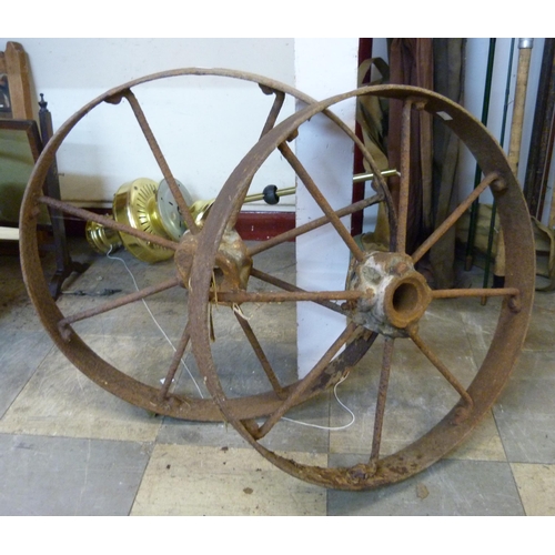 307 - Two Victorian iron agricultural wheels