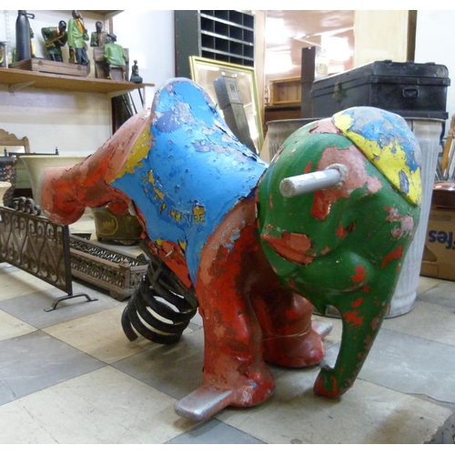 313 - A cast metal fairground ride elephant seat