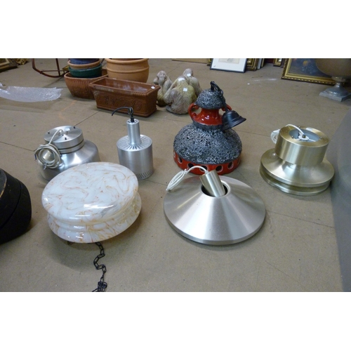 338 - Assorted Danish pendant lights, etc.