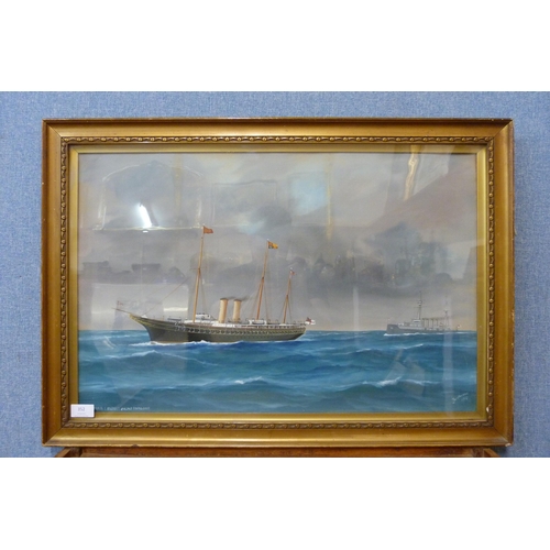 352 - English School (early 20th Century), Royal Victorian Albert and H.M.S. Cochrane, gouache and waterco... 