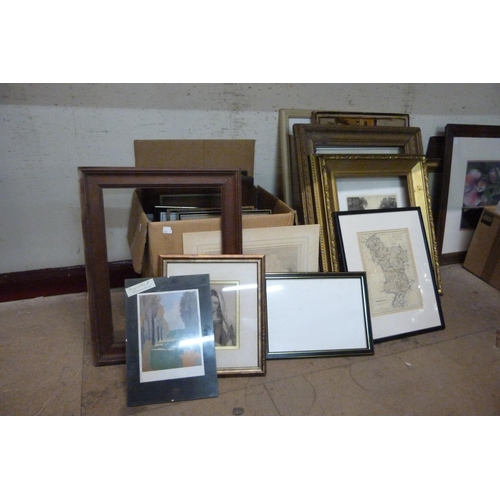 361 - Assorted prints, frames, etc.