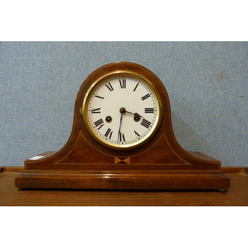 366 - An inlaid mahogany mantle clock