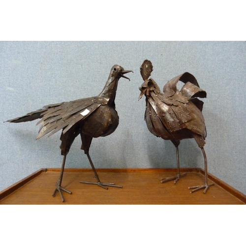 386 - Two metalwork birds