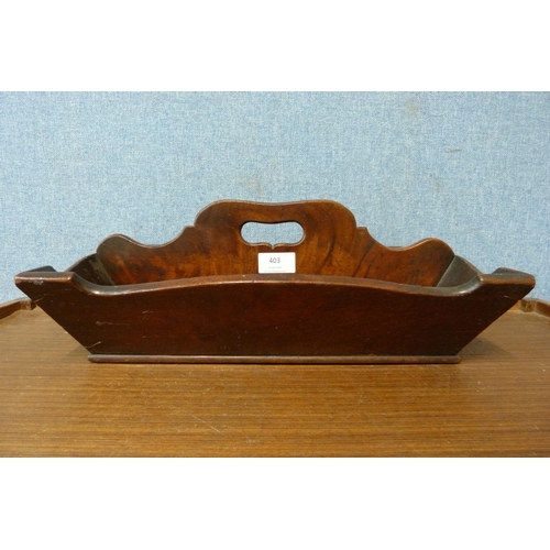 403 - A George III mahogany cutlery tray