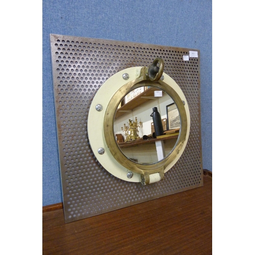 411 - A brass ships porthole mirror