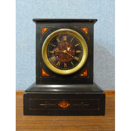 424 - A 19th century French Belge Noir mantle clock by Jean Baptiste Delettrez