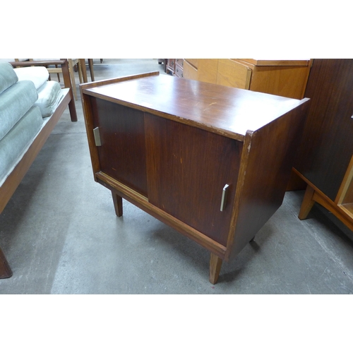 53 - A teak two door record cabinet