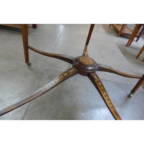 78 - A late Victorian circular rosewood and ivory inlaid centre table. This lot is sold with non-transfer... 