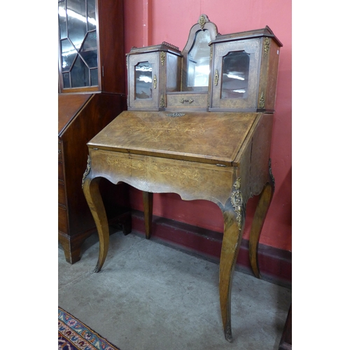 87 - A Victorian inlaid walnut and gilt metal mounted bureau de dame