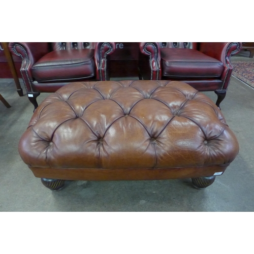 95 - A Regency style Tetrad chestnut brown leather footstool