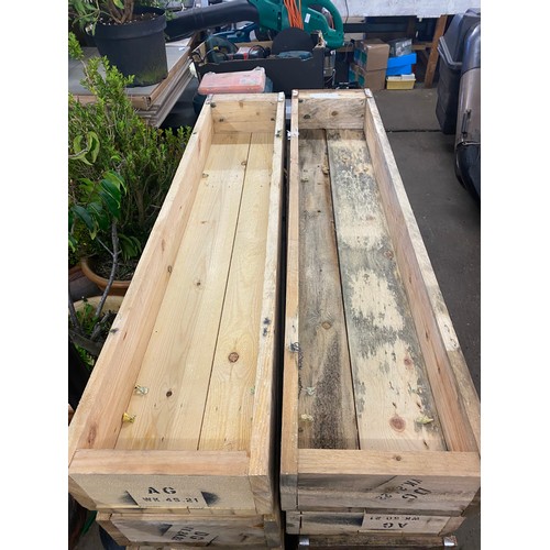 2129 - Pair of wooden 5ft x 1ft planters