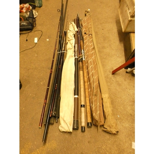 2245A - Fishing rods including Daiwa, Mitchell and cane