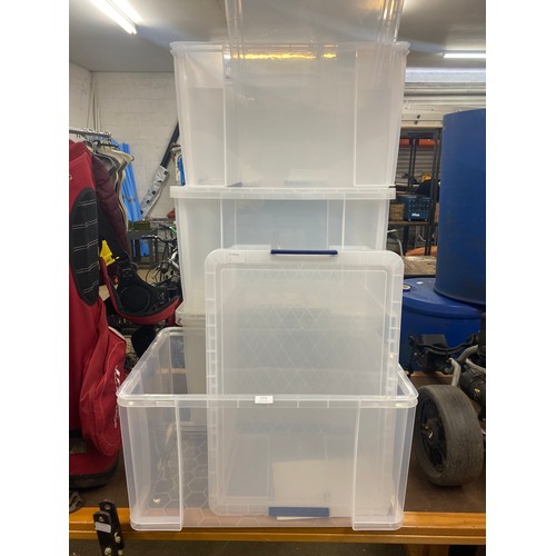 2356 - Three 85ltr capacity, one 84ltr capacity, one 70ltr capacity bankers box storage boxes with lids