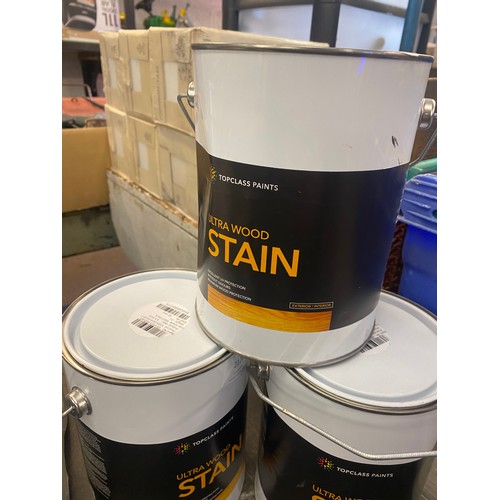 2126 - Three 3.2 ltr tins of Ultra Wood Stain, shade Cherry Wood, six tins of universal primer for wood and... 