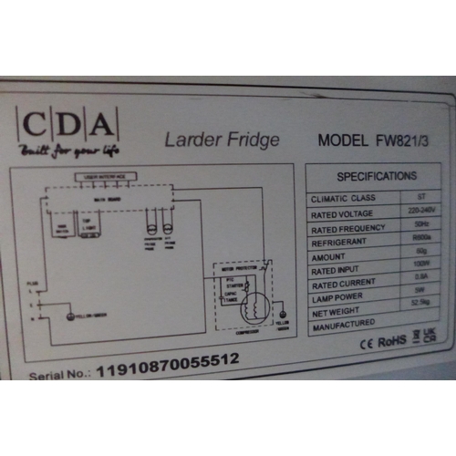 3026 - CDA Integrated Tower Fridge (H1780xW540xD545) - model:- FW821, RRP £435.83 inc. VAT (389-147) * This... 