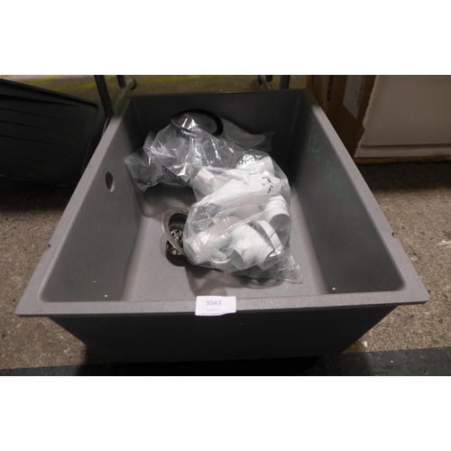 3043 - Grey composite undermount sink (389-206)   * This lot is subject to vat