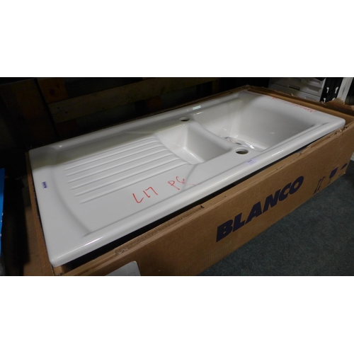 3099 - Skye 1.5 Bowl RVS Ceramic 500x1000  - model no BL452660, Original RRP £307.5  inc. vat (Damage on Ed... 