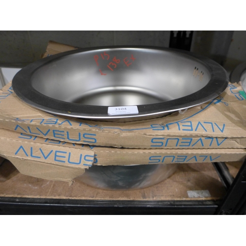 3104 - Four Round stainless Steel Sinks (450mm) (384-138)    * This lot is subject to vat