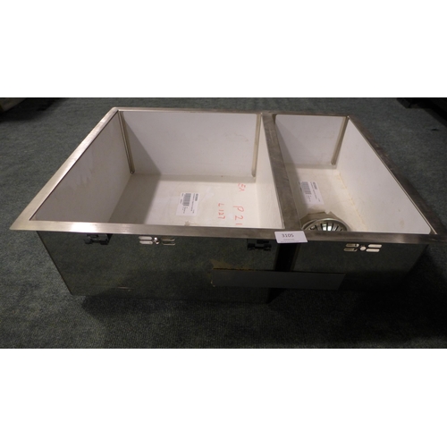 3105 - 1.5 Bowl Stainless Undermount Sink (384-127)   * This lot is subject to vat