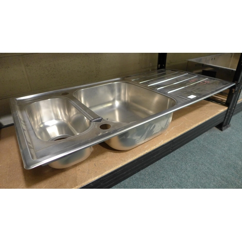 3107 - Andros 1.5 Bowl RVS Stainless Steel Sink with Drainer (500x1000) Original RRP £224.17  inc. vat  (38... 