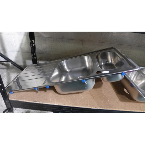 3108 - Andros 1.5 Bowl RVS Stainless Steel Sink with Drainer (500x1000) Original RRP £224.17  inc. vat 
 (3... 